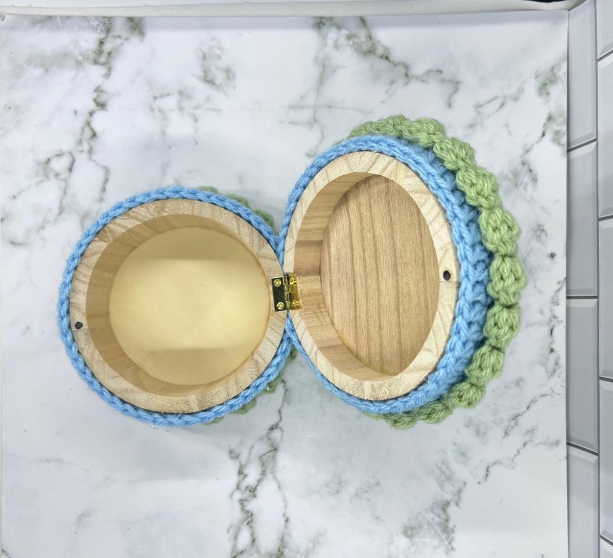 Duck Pond Crochet Trinket Box | Handmade Wooden Keepsake with Magnetic Closure picture