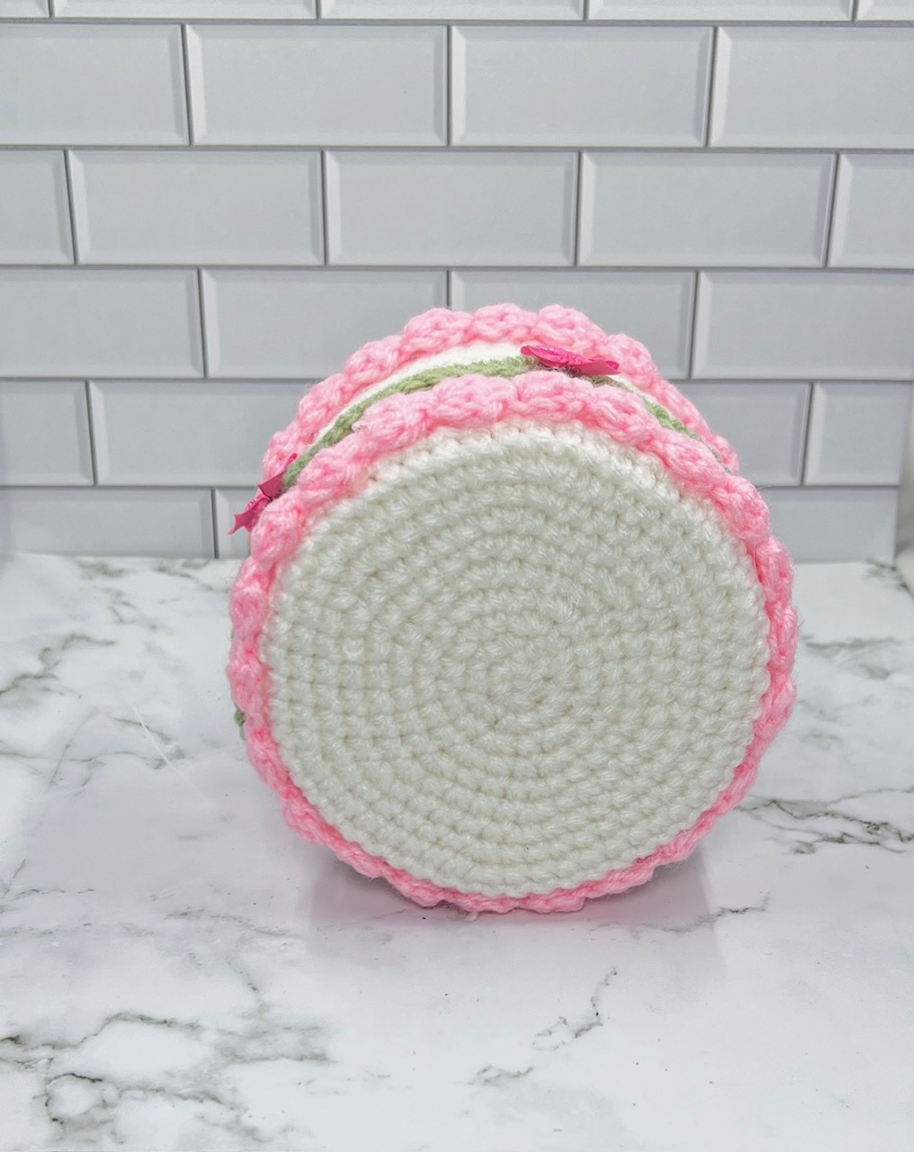 Strawberry Cake Crochet Trinket Box | Handmade Wooden Keepsake with Magnetic Closure picture