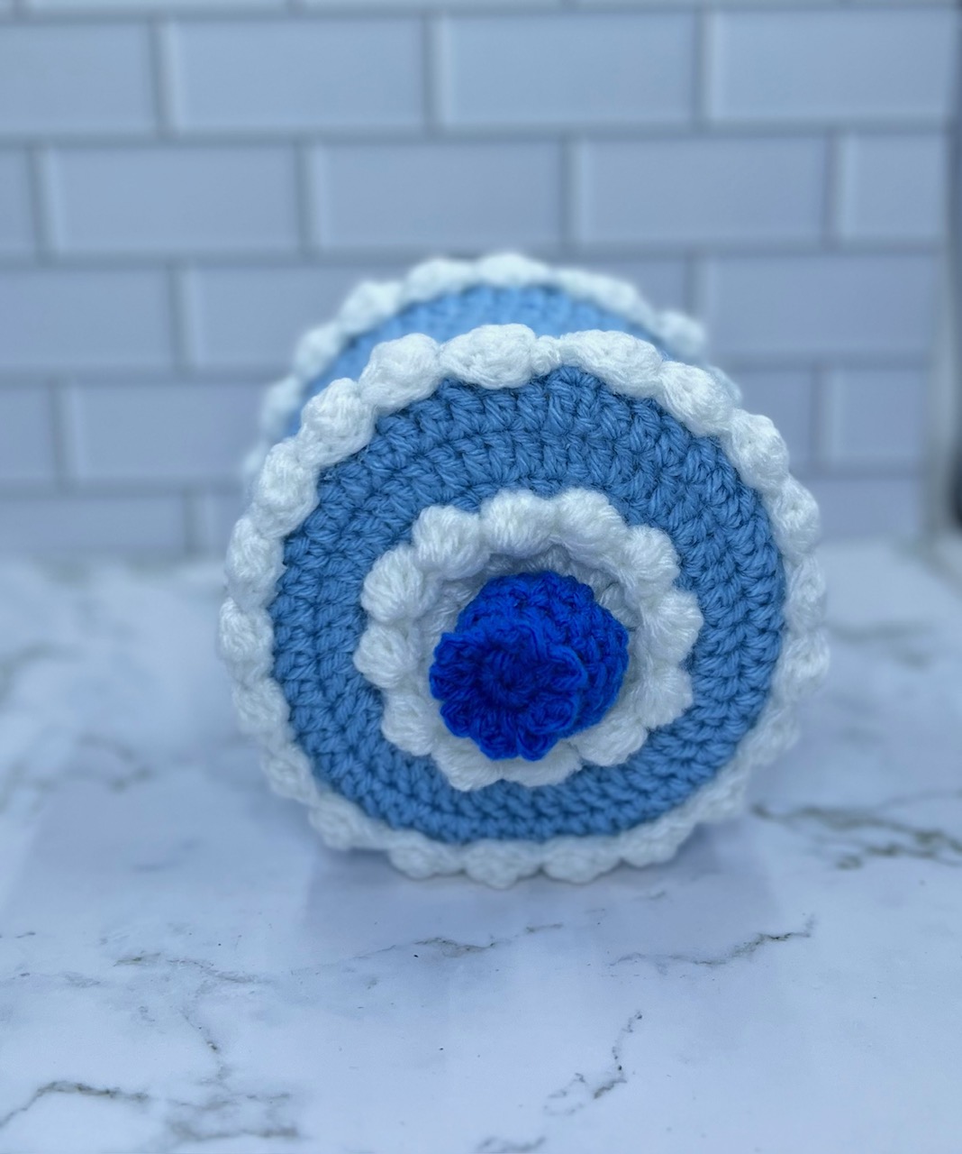 Blueberry Cake Crochet Trinket Box | Handmade Wooden Keepsake with Magnetic Closure picture