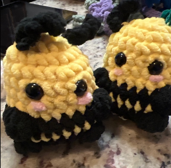 Crochet Sitting Bee Plushie | Soft Amigurumi Bumblebee Toy