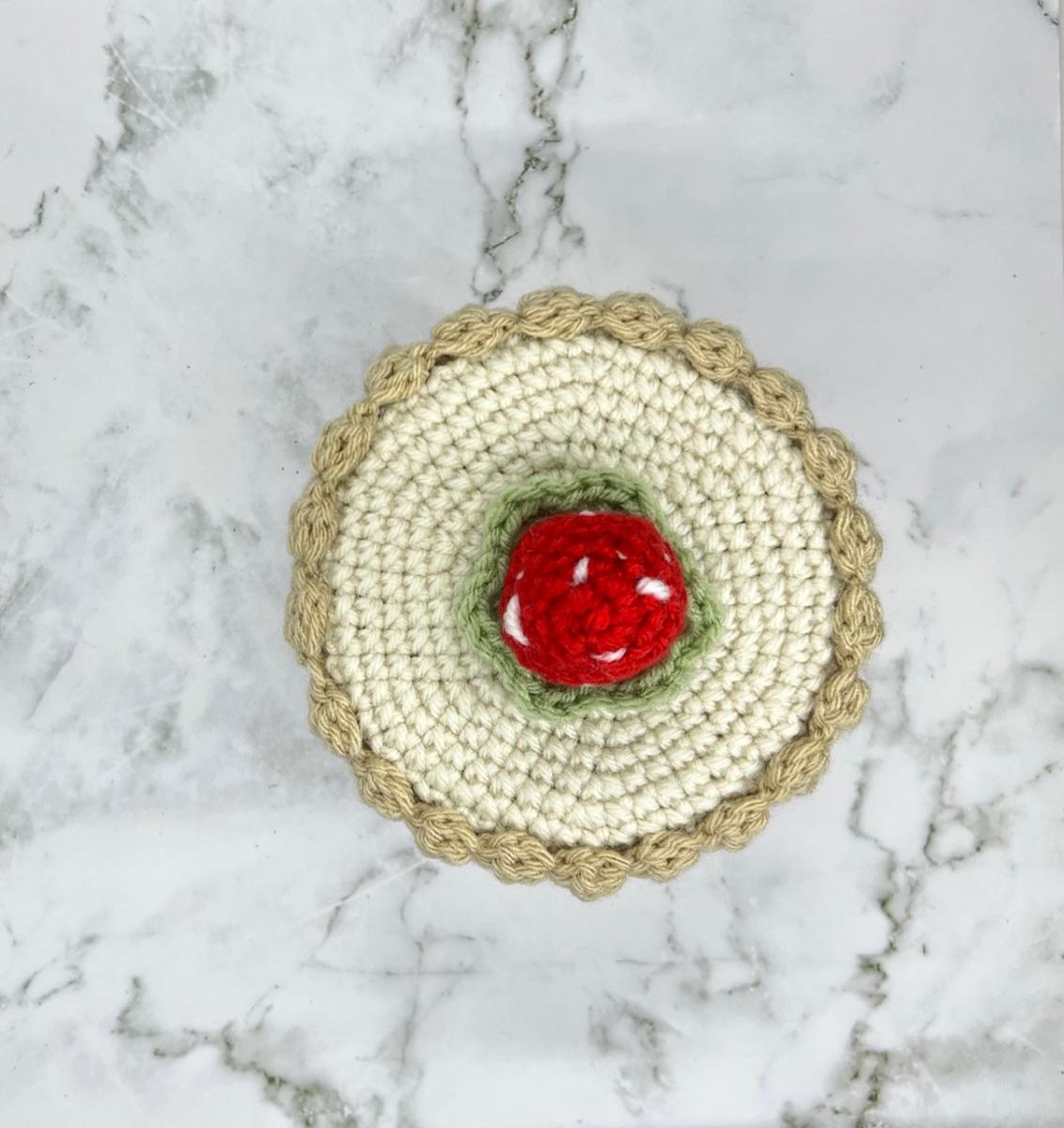 Chocolate Strawberry Cake Crochet Trinket Box | Handmade Wooden Keepsake with Magnetic Closure picture