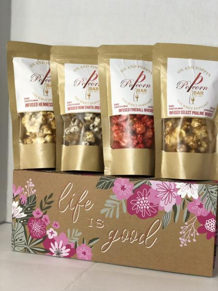 Liqueur infused popcorn sample box