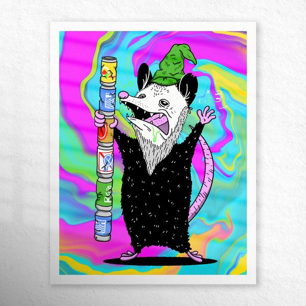 Drunken Wizard Opossum 11x14 Print