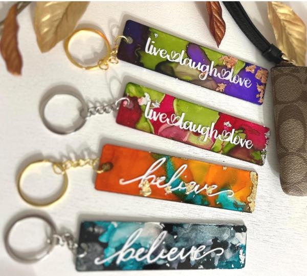 Personalized Custom Alcohol Ink Keychains and Wristlet Chain