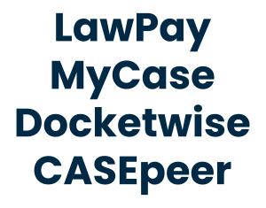 LawPay, MyCase, Docketwise, CASEpeer
