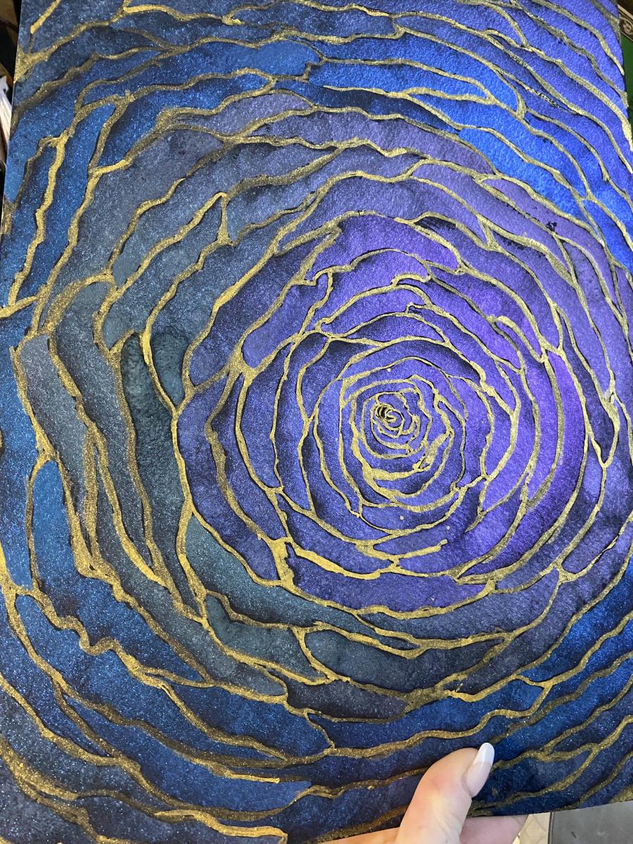 Purple, blue metallic Rose picture