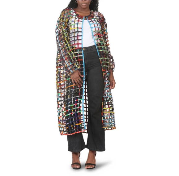 African Print  Open Weave Kaftan