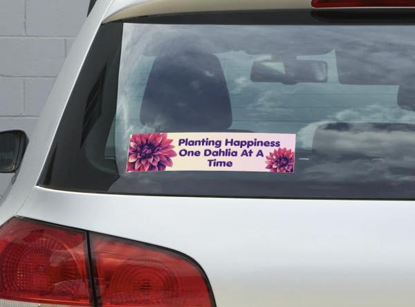 Planting Happiness One Dahlia at a Time Bumper Sticker
