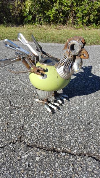 Found Metal Chicken Sculpture - lighthouse teapot! picture