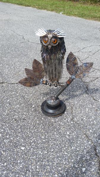 Owl Sculpture - Scrap Metal Owl - Strigiformes picture
