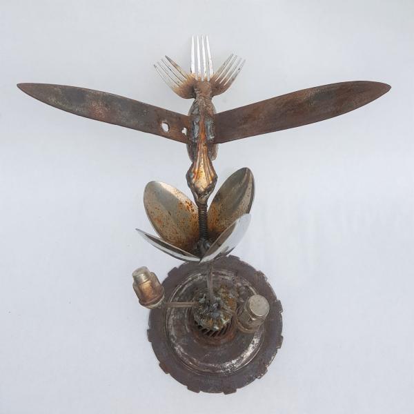 Scrap Metal Hummingbird Sculpture - Spoon Bird picture