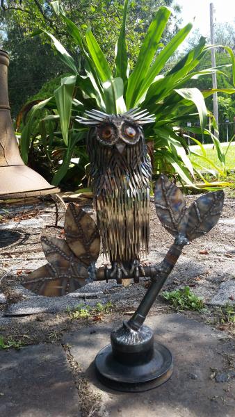 Owl Sculpture - Scrap Metal Owl - Strigiformes picture