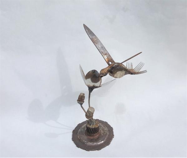 Scrap Metal Hummingbird Sculpture - Spoon Bird picture