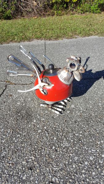 Metal Chicken Sculpture - Tea Pot