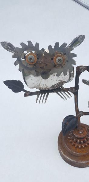 Branch Owl - Scrap Metal Owl Sculpture Spoon Owl Silverware Art picture