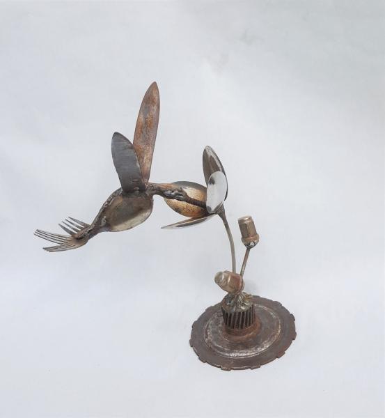 Scrap Metal Hummingbird Sculpture - Spoon Bird picture