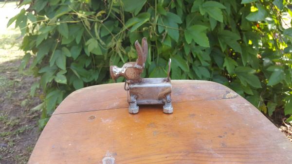 Tiny Scrap Metal Dog Sculpture,  Dog Art! Dog Sculpture -  Mans best friend- Heart Tail Miniature Dog Stock#31 picture