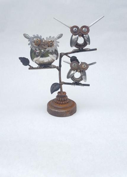 Branch Owl - Scrap Metal Owl Sculpture Spoon Owl Silverware Art