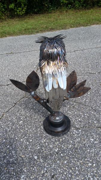 Owl Sculpture - Scrap Metal Owl - Strigiformes picture