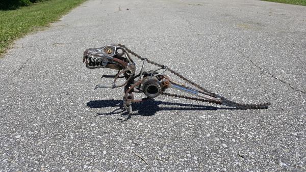 Scrap Metal T-Rex Sculpture - Dinosaur Sculpture - Tyrannosaurus picture