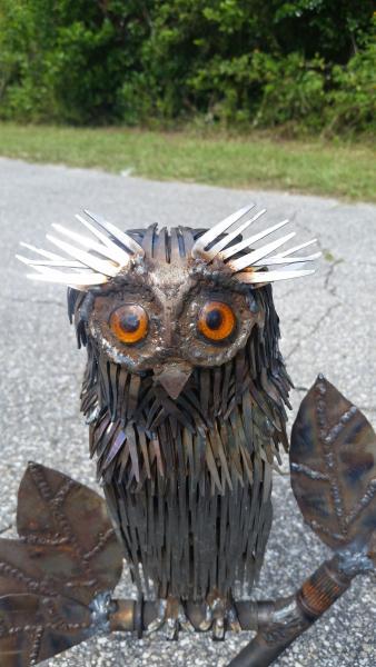 Owl Sculpture - Scrap Metal Owl - Strigiformes picture