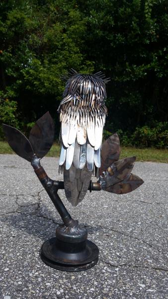 Owl Sculpture - Scrap Metal Owl - Strigiformes picture