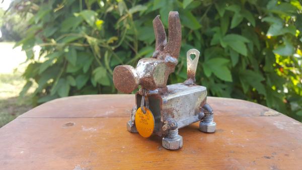 Tiny Scrap Metal Dog Sculpture,  Dog Art! Dog Sculpture -  Mans best friend- Heart Tail Miniature Dog Stock#31 picture