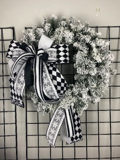 Black & White Flocked Wreath picture