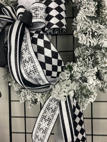 Black & White Flocked Wreath picture