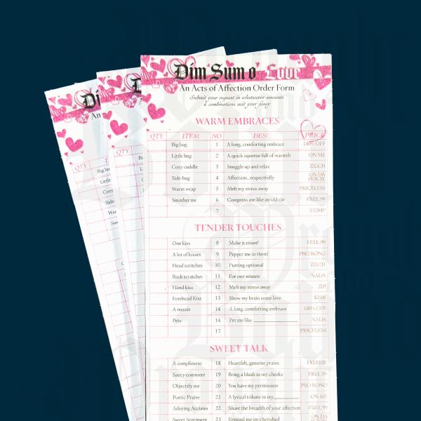 Dim Sum Affection Order Form Notepad