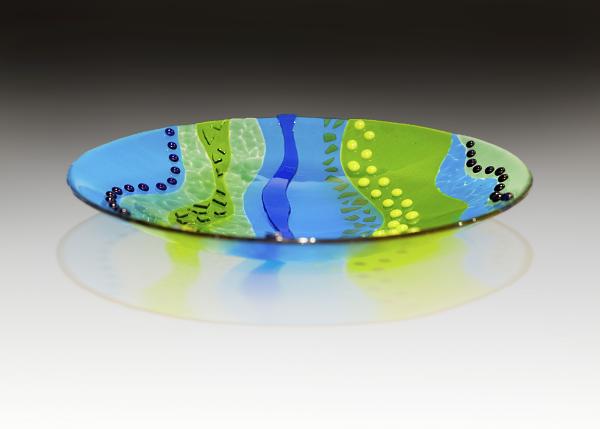 19" Bright Kiln Fired Glass Bowl picture