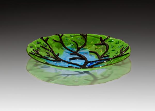 20" Kiln Fired Glass Bowl - Black Coral Tree Bowl picture