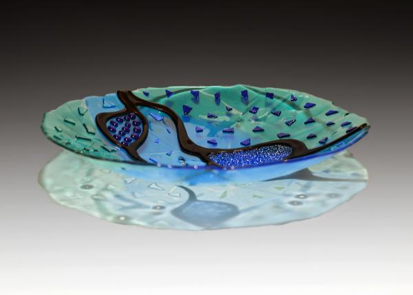 20" Kiln Fired Glass - Black Coral Bowl