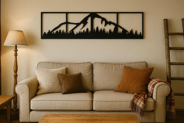 Mountain scene wall silhouettes