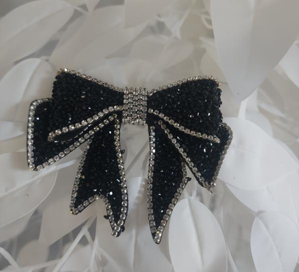 Rhinestone Bow Hair Clip &ndash; Black