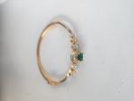 Emerald Green AD Halo Bangle Bracelet &ndash; Gold Tone
