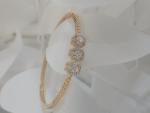 Triple Halo AD Bangle Bracelet &ndash; Gold Tone