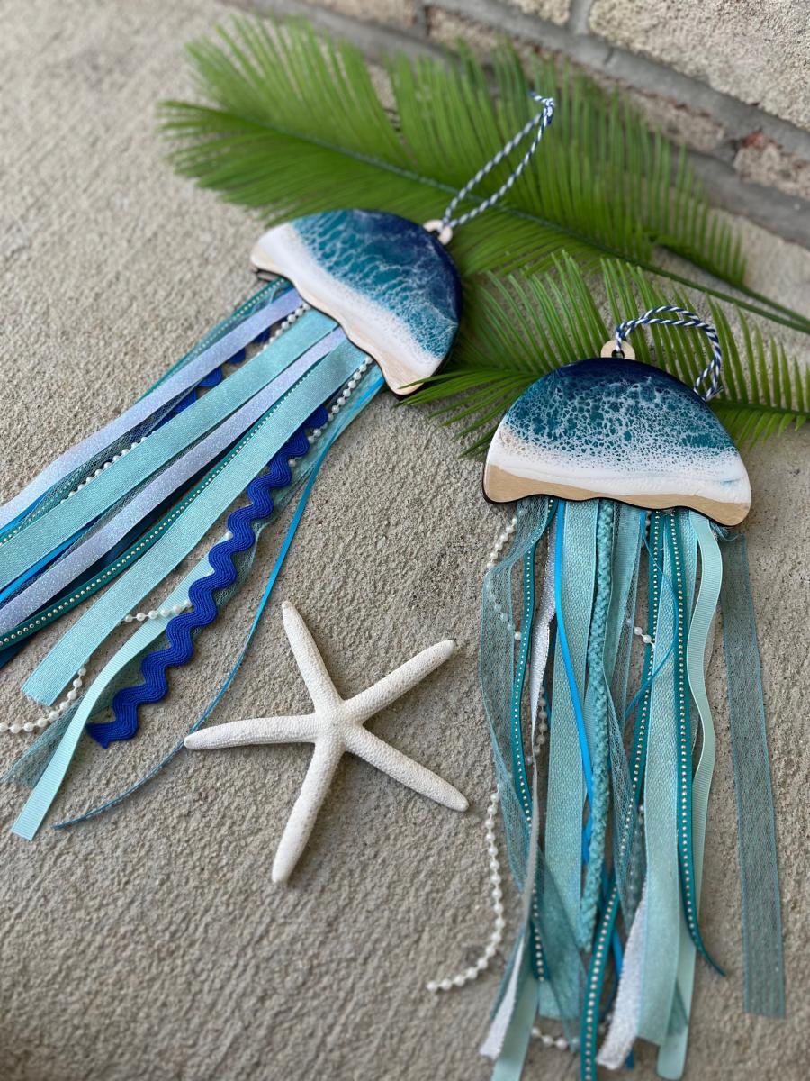 Ocean Resin Jellyfish with Ribbon Tentacles picture