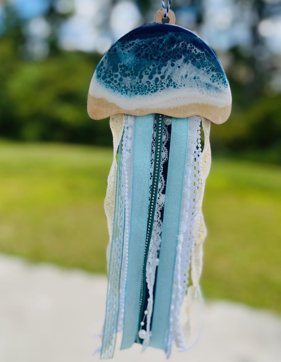 Ocean Resin Jellyfish with Ribbon Tentacles picture