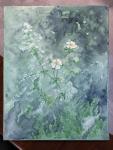 Wild Flowers on Green Original Watercolor on Canvas