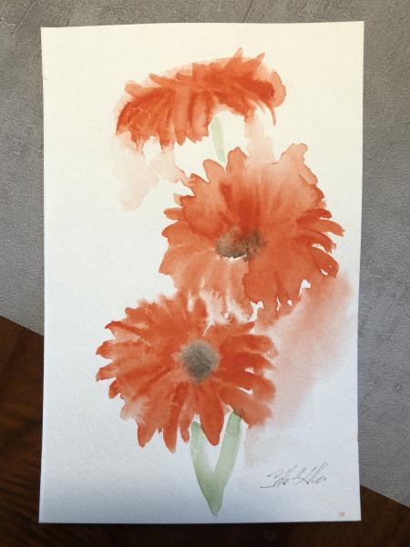 Orange Daisies Original Watercolor picture