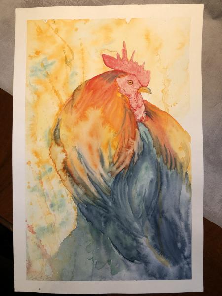 Rooster's Pride Original Watercolor picture