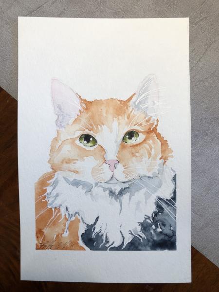 Green Eyed Gaze Original Watercolor