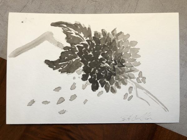 Sumi Ink Mum Original Watercolor picture