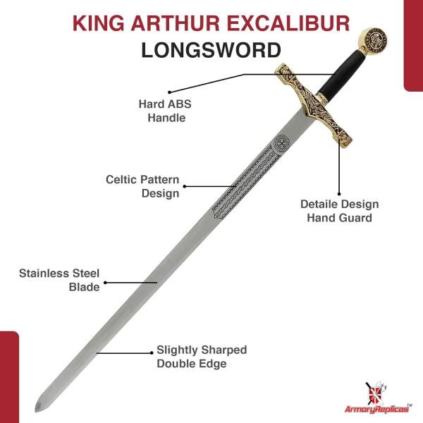 King Arthur Excalibur Sword Replica Longsword picture
