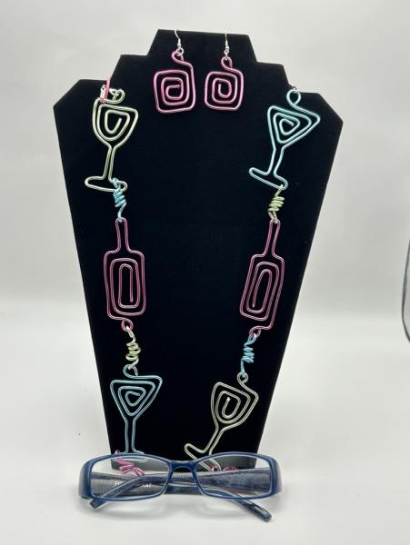 Wine and Martini Whimsical Wire Eyeglass Chain