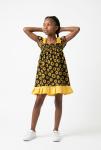 Sunflower dress with matching bow