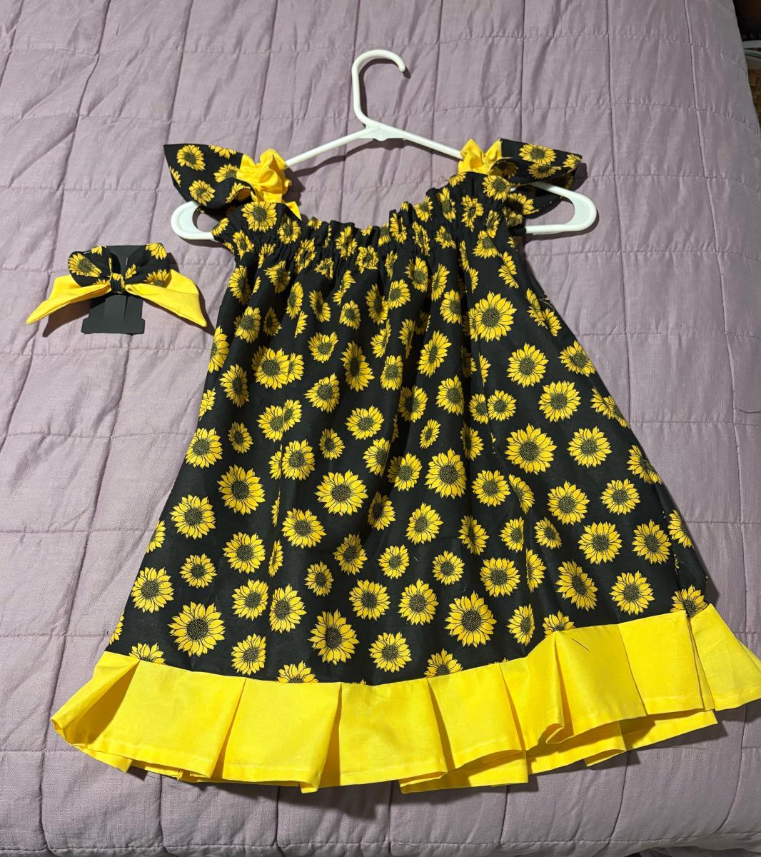 Sunflower dress with matching bow picture