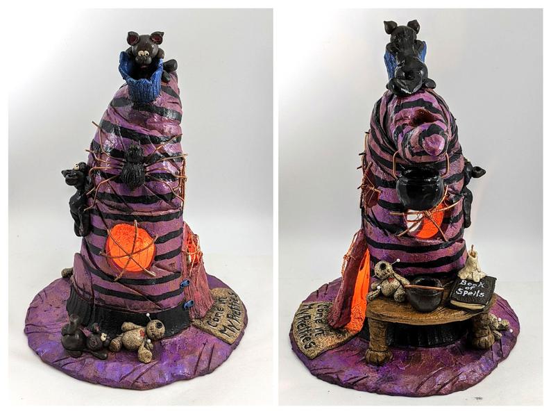 Handmade Ceramic Witch Hat, Incense Burner, Tealight Holder, Backflow Cones picture