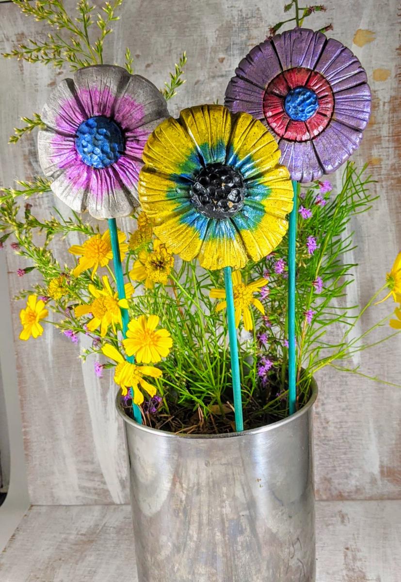 Ceramic Garden Flowers, Handmade Yard Art Eventeny